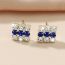 Fashion Blue Geometric Diamond Square Stud Earrings