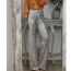 Fashion Silver Sequined Flared Trousers