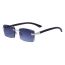 Fashion Brown Wood Grain Gold And Blue Flakes Pc Square Rimless Sunglasses