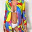 Fashion Rainbow Strips Mesh Print Swimsuit Cover-up