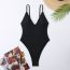Fashion Rose Red Polyester Solid Color V-neck One-piece Swimsuit
