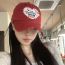Fashion New Year Red Heart Letter Embroidered Soft Top Baseball Cap