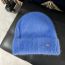 Fashion Lake Blue Real Rabbit Fur High Quality Version Rabbit Fur Knitted Beanie With Metal Letter Buckle