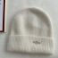 Fashion Oatmeal Color Metal Label Rabbit Fur Knitted Beanie
