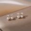 Fashion Gold Copper Diamond Bow Pearl Earrings