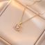 Fashion Gold Titanium Steel Diamond Cat Necklace