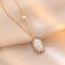 Fashion Gold Titanium Steel Diamond Geometric Pearl Necklace
