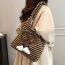 Fashion Brown Plush Striped Contrast Large Capacity Shoulder Bag
