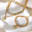 Fashion Gold Double Layer Titanium Steel Inlaid With Zirconium Oil Drop Eye Pendant Bracelet