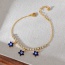 Fashion Navy Blue Titanium Steel Inlaid With Zirconium Oil Drop Five-pointed Star Eye Pendant Bracelet