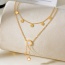 Fashion Gold Double-layer Titanium Steel Shell Round Scale Pendant Tassel Necklace