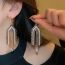 Fashion Ear Hook-white Copper And Diamond Geometric Tassel Earrings