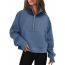 Fashion Claret Half-zip Stand Collar Fleece Sweatshirt