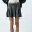 Fashion Grey Blended Wide Pleated Skirt