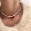 Fashion Red Bow Pendant Necklace Pearl Beaded Diamond Bow Necklace