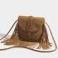 Fashion Brown Pu Braided Tassel Large Capacity Crossbody Bag