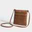 Fashion Brown Pu Double Zipper Soft Leather Crossbody Bag