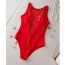 Fashion Red Polyester Hollow One-piece Swimsuit
