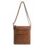 Fashion Brown Pu Double Zipper Large Capacity Crossbody Bag