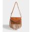 Fashion Brown Pu Tassel Flip Crossbody Bag
