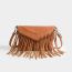 Fashion Brown Pu Tassel Flip Crossbody Bag