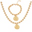 Fashion Golden 2 Copper Spiral Pattern Pendant Bead Necklace (6mm)