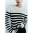 Fashion Stripe Buttoned Striped Knitted Sweater