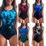 Fashion Grey Polyester Printed One-piece Swimsuit