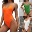 Fashion Green Polyester Textured One-piece Swimsuit