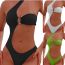 Fashion Green Polyester One-shoulder Hollow One-piece Swimsuit