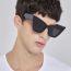 Fashion Bright Black Tea Slices Cat Eye Large Frame Sunglasses