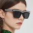Fashion Transparent Gray Double Powder Ac Diamond Square Sunglasses