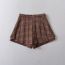 Fashion Plaid Polyester Checked Pleated Shorts