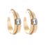 Fashion Gold Metal Diamond C-shaped Earrings