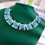 Fashion Silver Turquoise Square Necklace