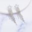 Fashion Silver Metal Diamond Tassel Drop Earrings