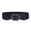 Fashion Black Wide Elasticated Belt With Engraved Buckle