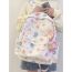 Fashion White Flowers (with Flower Pendants) Pu Large Capacity Backpack