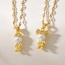 Fashion Golden 2 Titanium Steel Inlaid Zirconium Pearl Girls Pendant Necklace