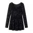 Fashion Black Sequin Long Sleeve Evening Dress Short Skirt