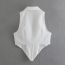 Fashion White Polyester Buttoned Lapel Vest