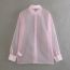 Fashion Pink Mesh Lapel Button-down Shirt