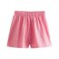 Fashion Pink Polyester Laminated Suspender Shorts Set