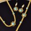Fashion Three Piece Set Titanium Steel Blue Pine Hollow Flower Necklace Bracelet Earrings Set