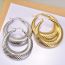 Fashion Gold Titanium Steel Geometric Thread Round Earrings