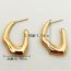 Fashion Gold Titanium Steel Irregular Hook Earrings