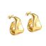 Fashion Gold Titanium Steel Smooth Special-shaped Earrings