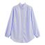 Fashion Blue Polyester Lace Button-down Shirt