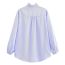 Fashion Blue Polyester Lace Button-down Shirt