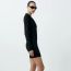 Fashion Black Cotton Lapel Skirt